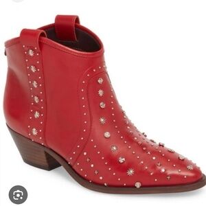 Sam Edelman Red Studded Ankle Booties